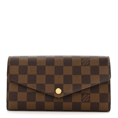 Louis Vuitton Damier Ebene Sarah Wallet NM Rose Ballerine 1 of 10