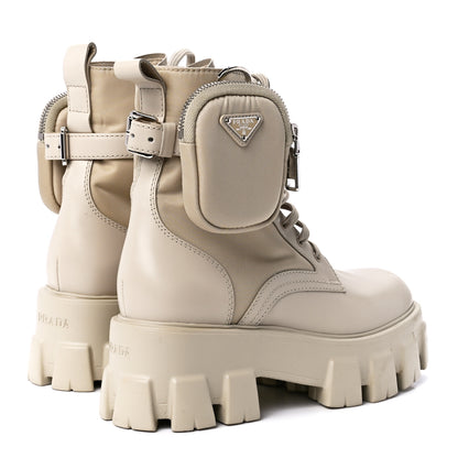 Prada Spazzolato Rois Re-Nylon Metal Triangle Logo Monolith Pouch Pocket 55mm Boots 37 Deserto 4 of 9