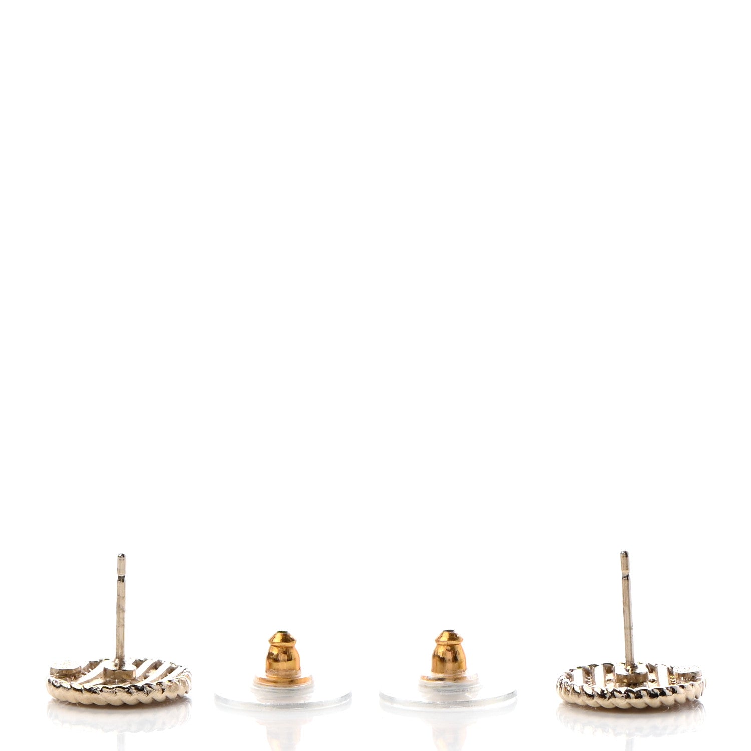 Chanel Chain CC Round Earrings Gold Pink 3 of 4