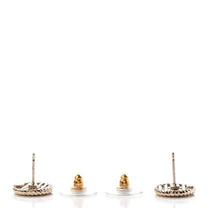 Chanel Chain CC Round Earrings Gold Pink 3 of 4
