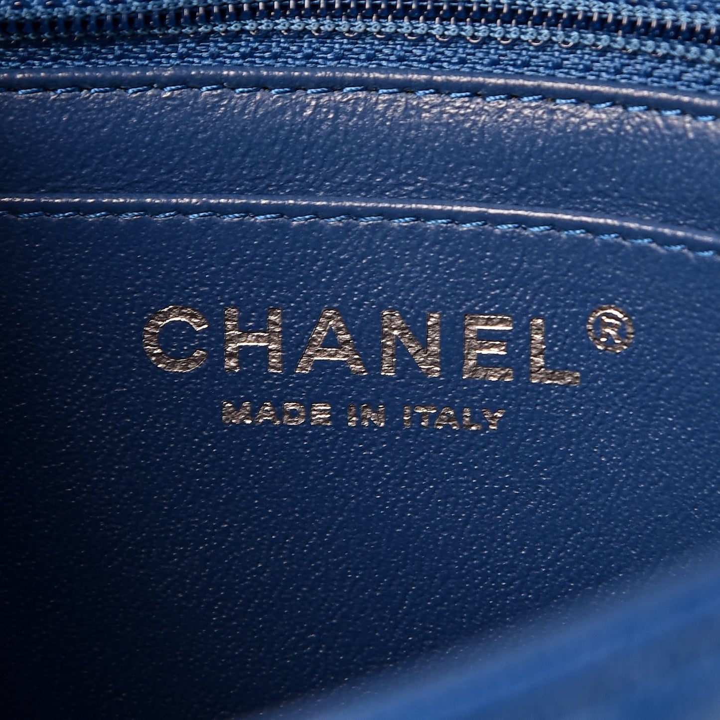 Caviar Chevron Quilted Mini Square Flap Blue