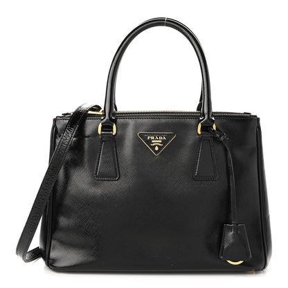 Prada Saffiano Vernice Small Galleria Double Zip Tote Black 1 of 12