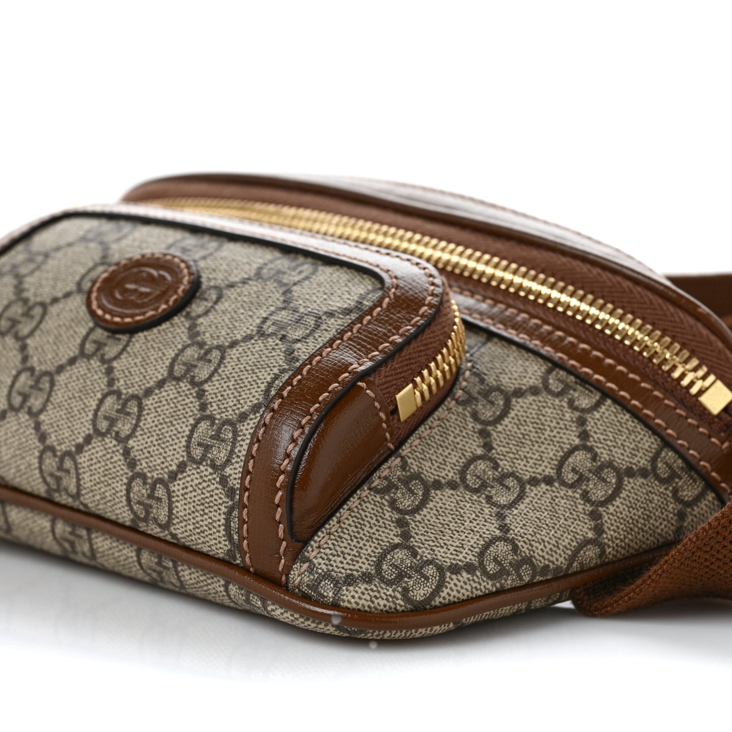 GG Supreme Monogram Textured Calfskin Retro Interlocking G Belt Bag Beige Ebony Brown Sugar