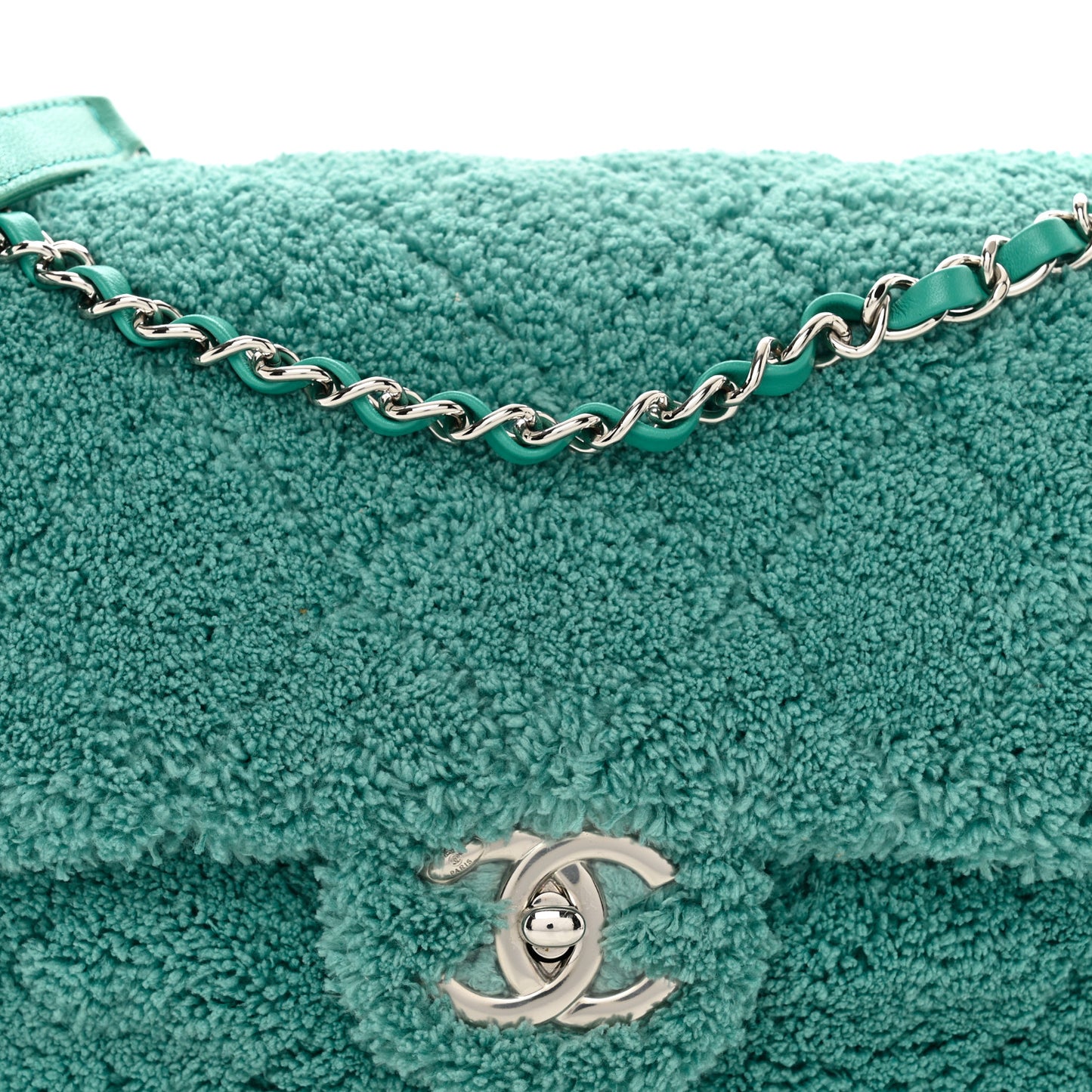 Lambskin Calfskin Mixed Fibers Quilted Medium Flap Green