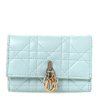 Christian Dior Lambskin Cannage Miss Dior Glycine Wallet Blue Green 1 of 11