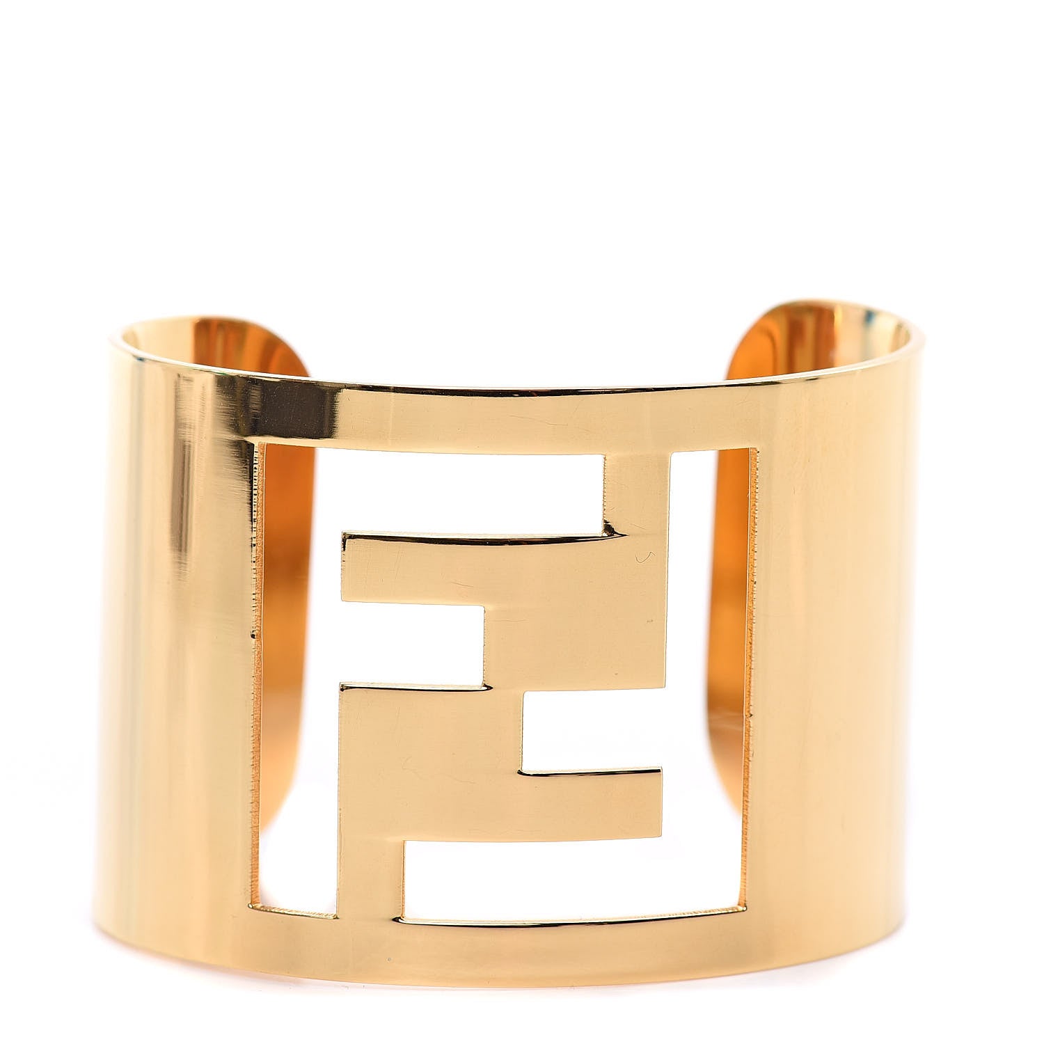 Fendi Metal FF Logo Cuff Bracelet Gold 1 of 4
