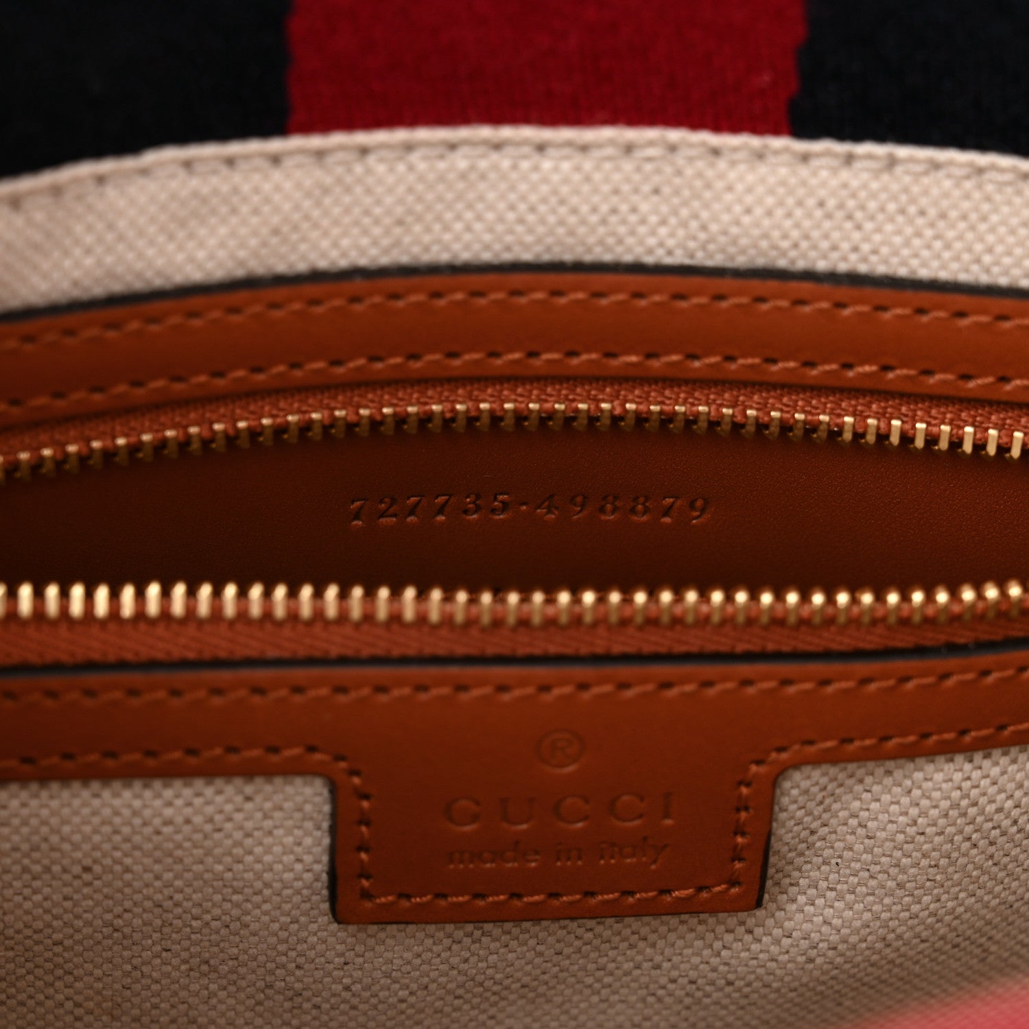 Gucci Canvas Calfskin Web Mini Interlocking G Top Handle Tote White Brown Blue Red 7 of 11