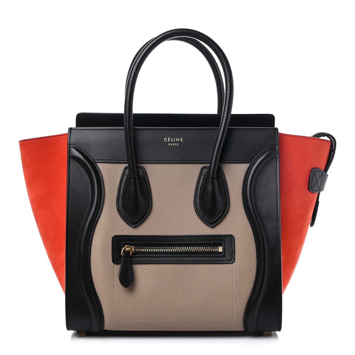 Celine Drummed Calfskin Nubuck Tri-color Micro Luggage Natural 1 of 13