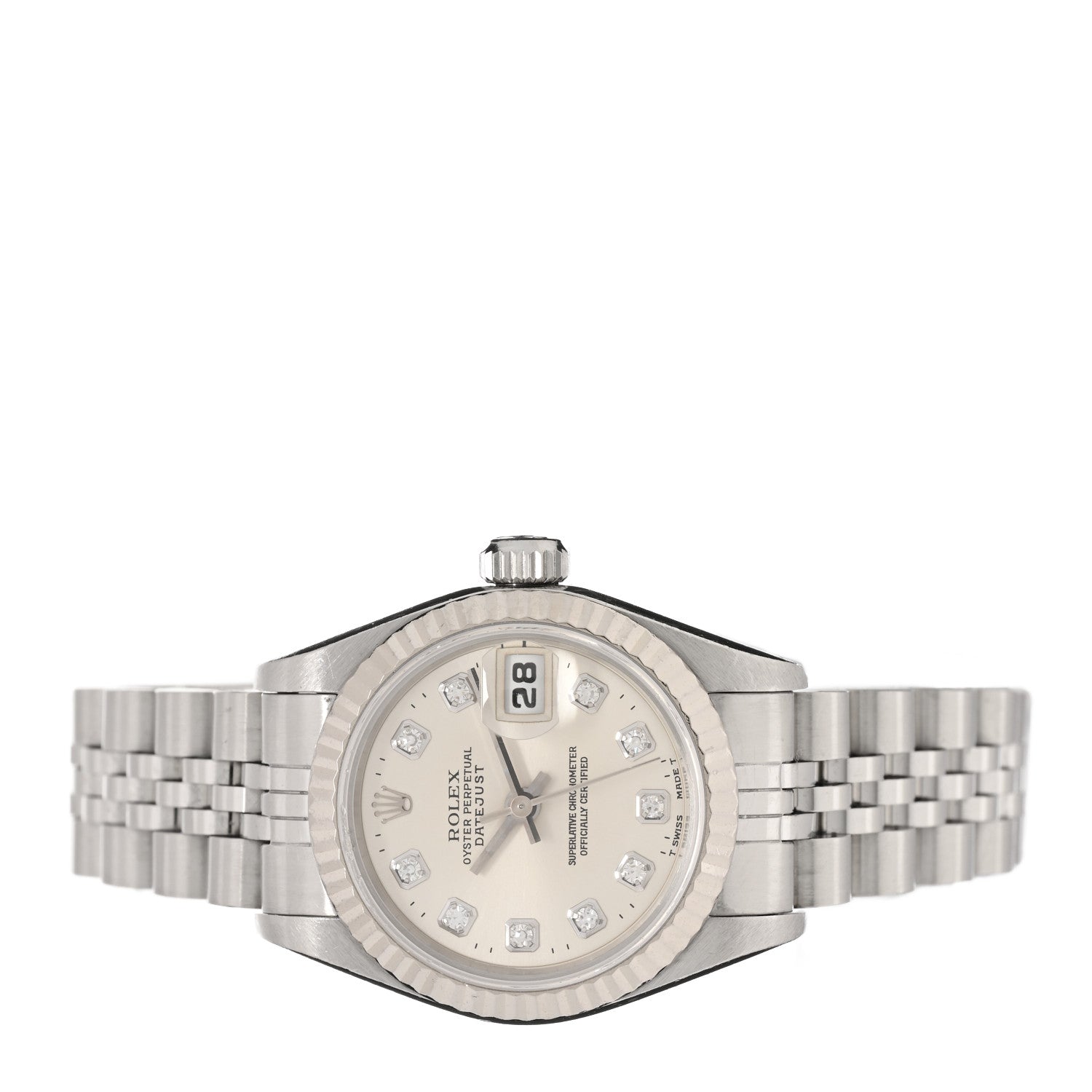 Rolex Stainless Steel 18K White Gold Diamond 26mm Oyster Perpetual Datejust Watch Silver 69174 2 of 5