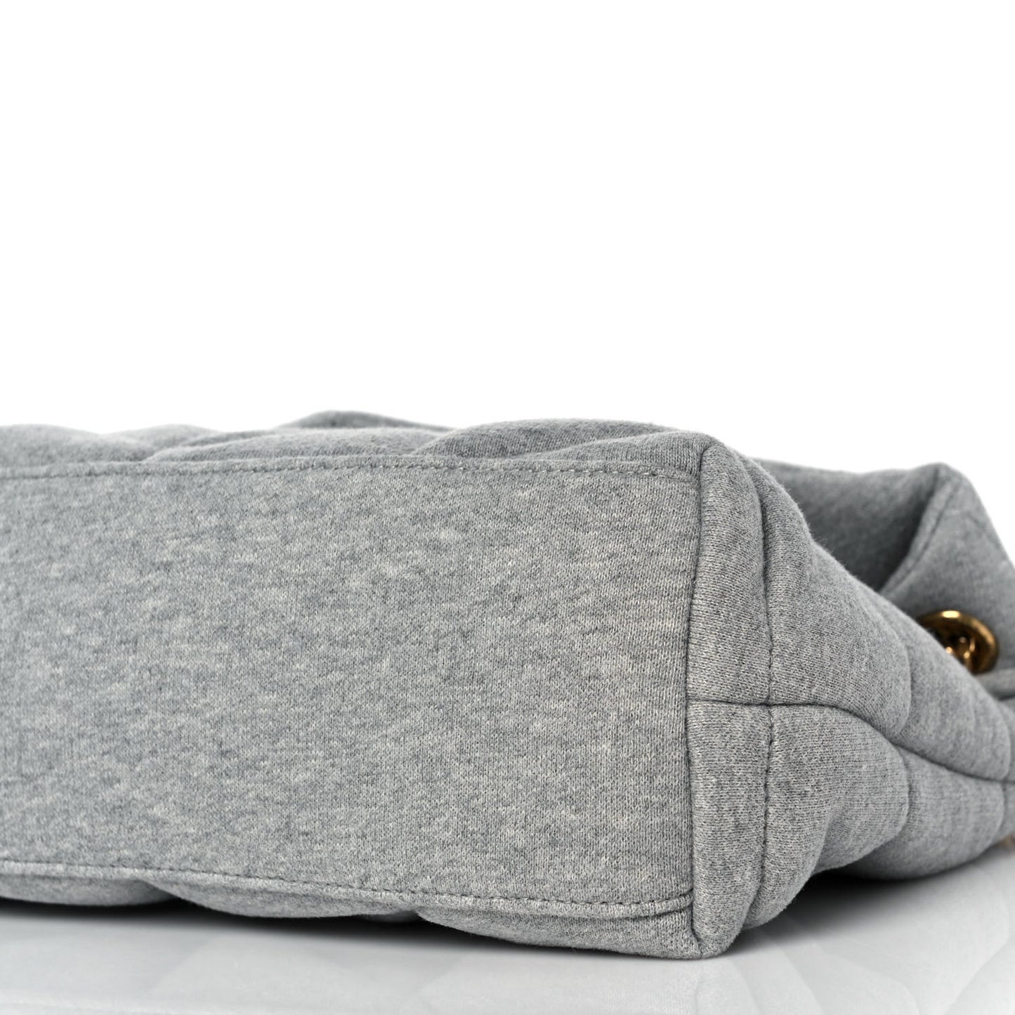 Jersey Quilted Small Loulou Puffer Monogram Chain Satchel Grey Cloud