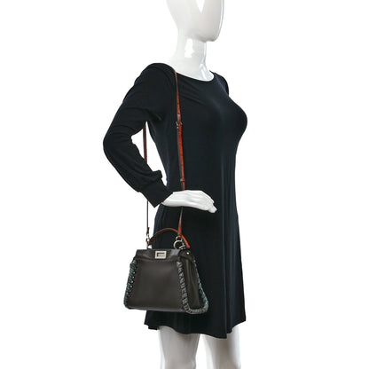 Fendi Calfskin Elaphe Lace Up Selleria Mini Peekaboo Iconic Satchel Verde Prato Arancio 2 of 8