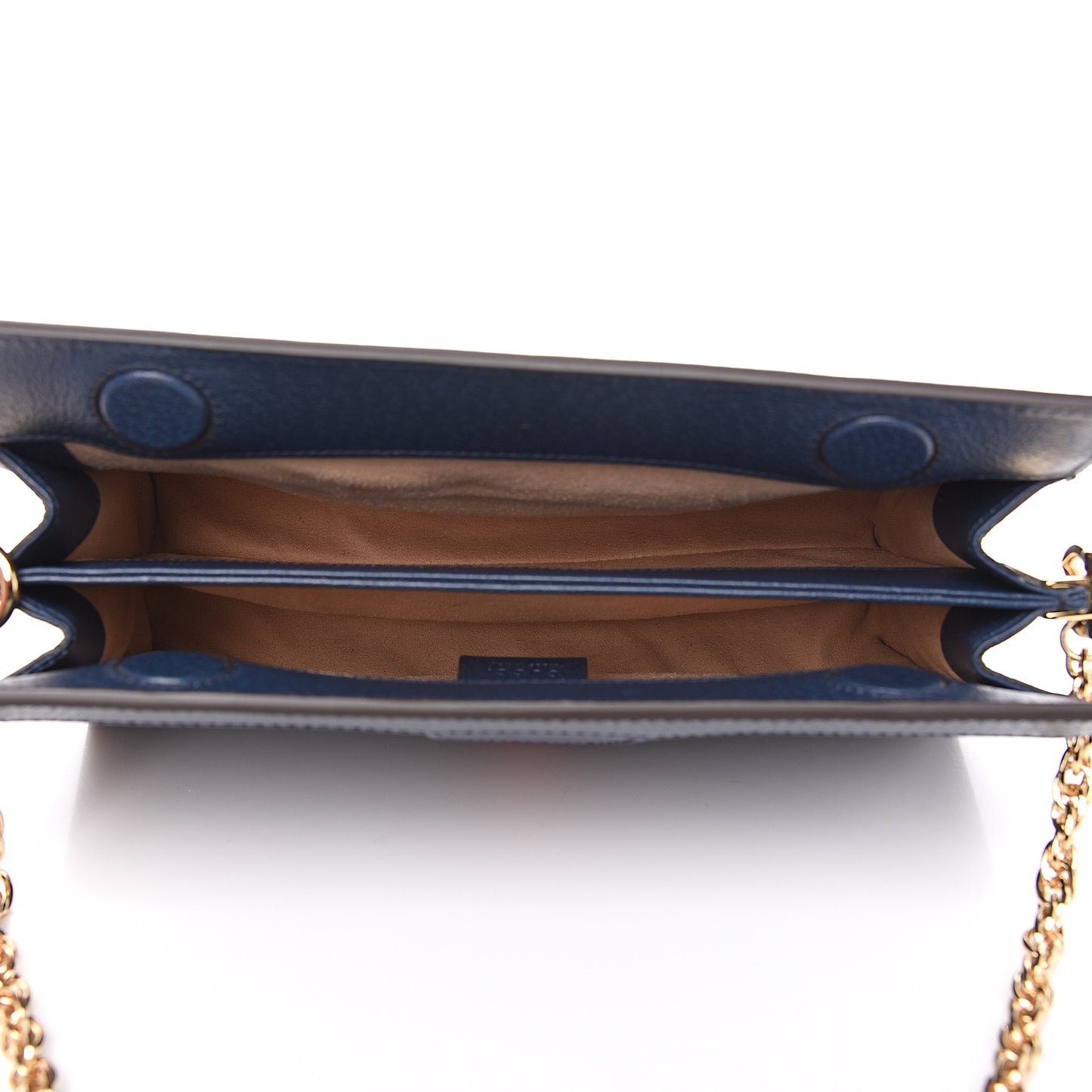 Textured Calfskin Web Small Ophidia Chain Shoulder Bag Blue Agata
