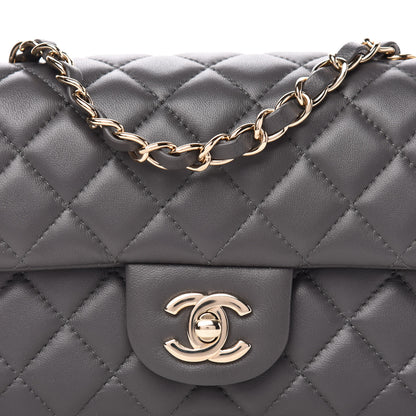 Chanel Lambskin Quilted Mini Rectangular Flap Grey 10 of 11