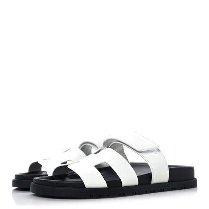 Hermes Calfskin Womens Chypre Sandals 37 White 4 of 10