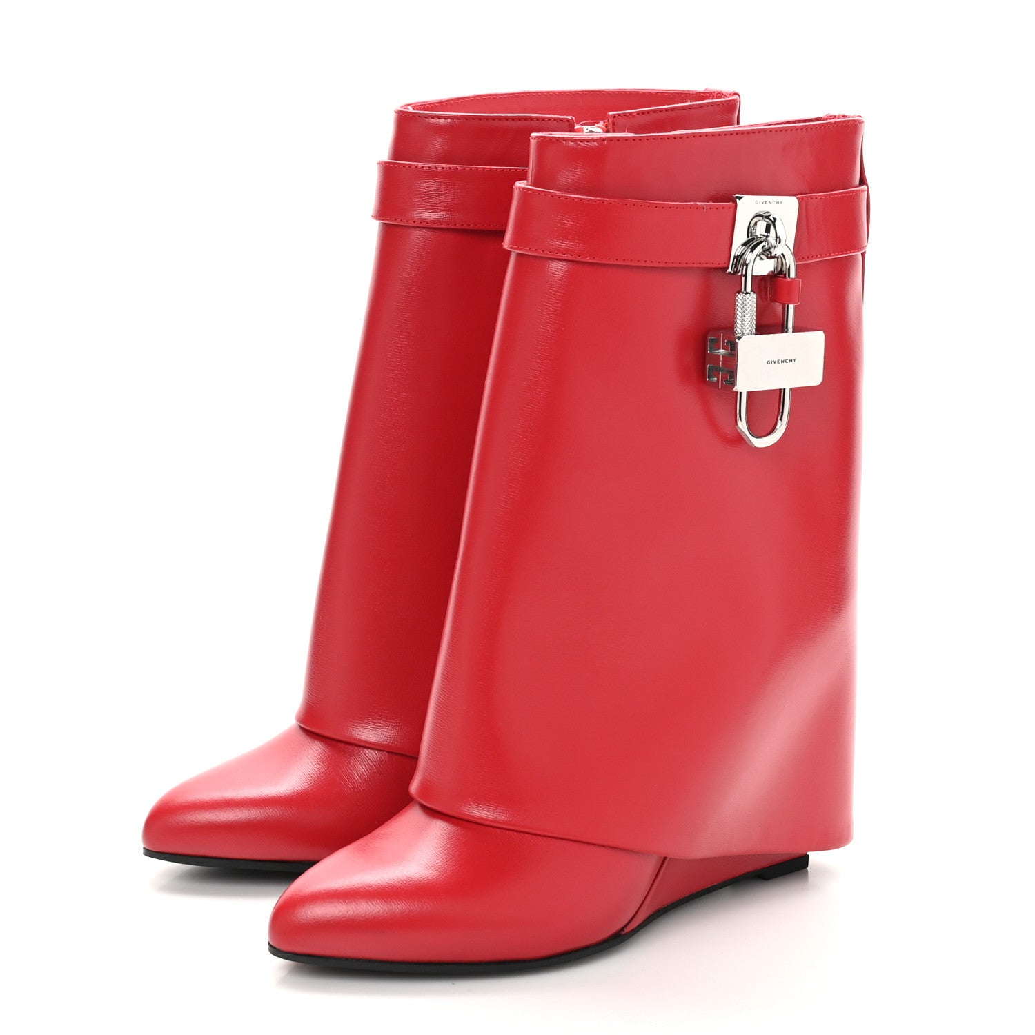Givenchy Calfskin Shark Lock Ankle Boots 37 Red 4 of 8
