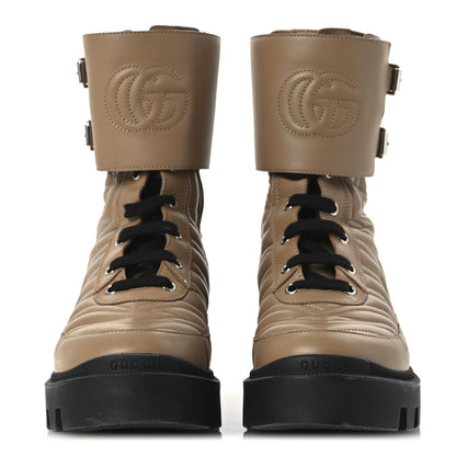 Gucci Nappa Frances GG Matelasse Platform Combat Boots 38.5 Natural Tan 3 of 14