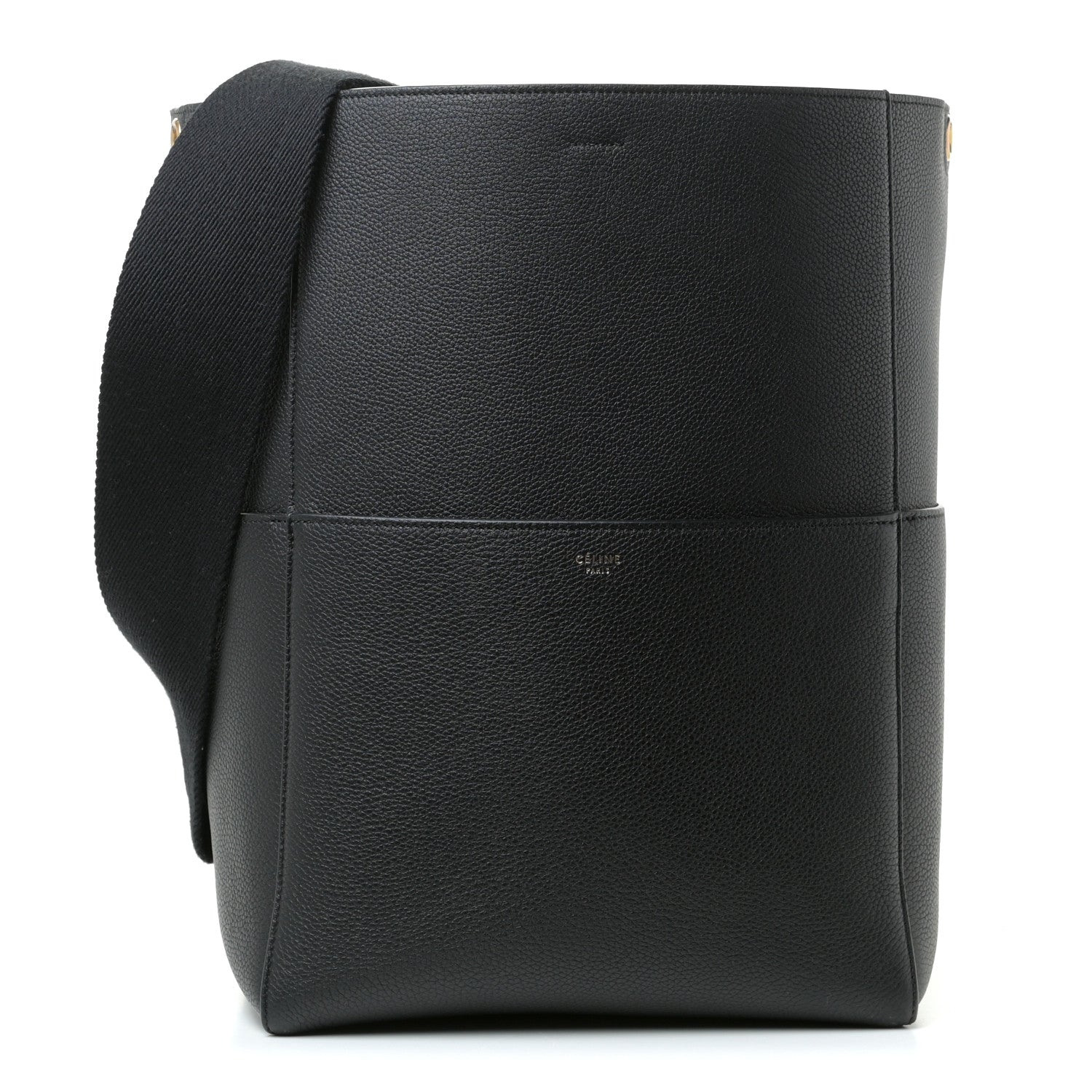 Celine Soft Grained Calfskin Sangle Bucket Bag Black 1 of 7