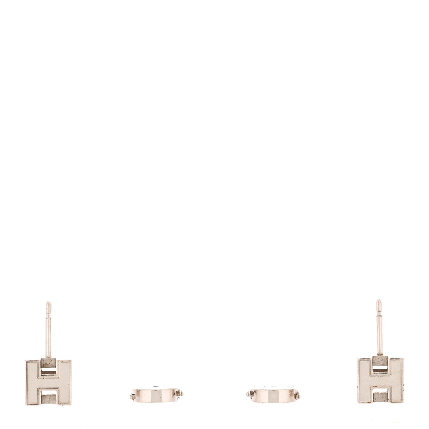 Hermes Palladium Lacquered Cage d'H Earrings Orange Sature 3 of 3