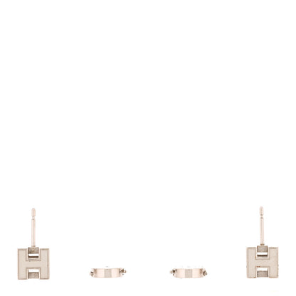 Hermes Palladium Lacquered Cage d'H Earrings Orange Sature 3 of 3