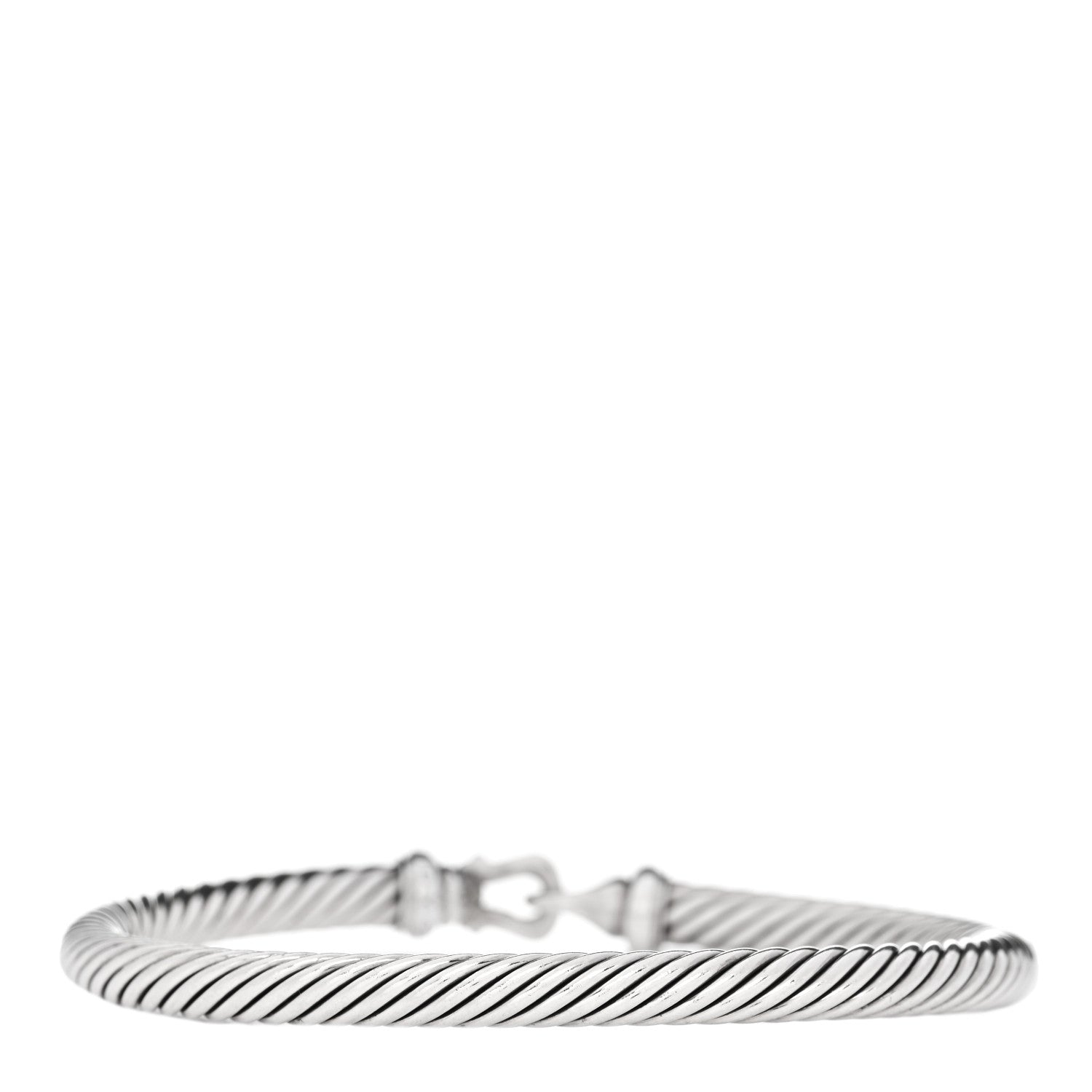 David Yurman Sterling Silver Diamond 5mm Cable Buckle Bracelet 2 of 3