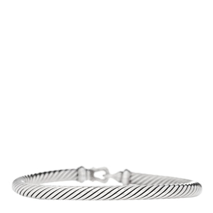 David Yurman Sterling Silver Diamond 5mm Cable Buckle Bracelet 2 of 3