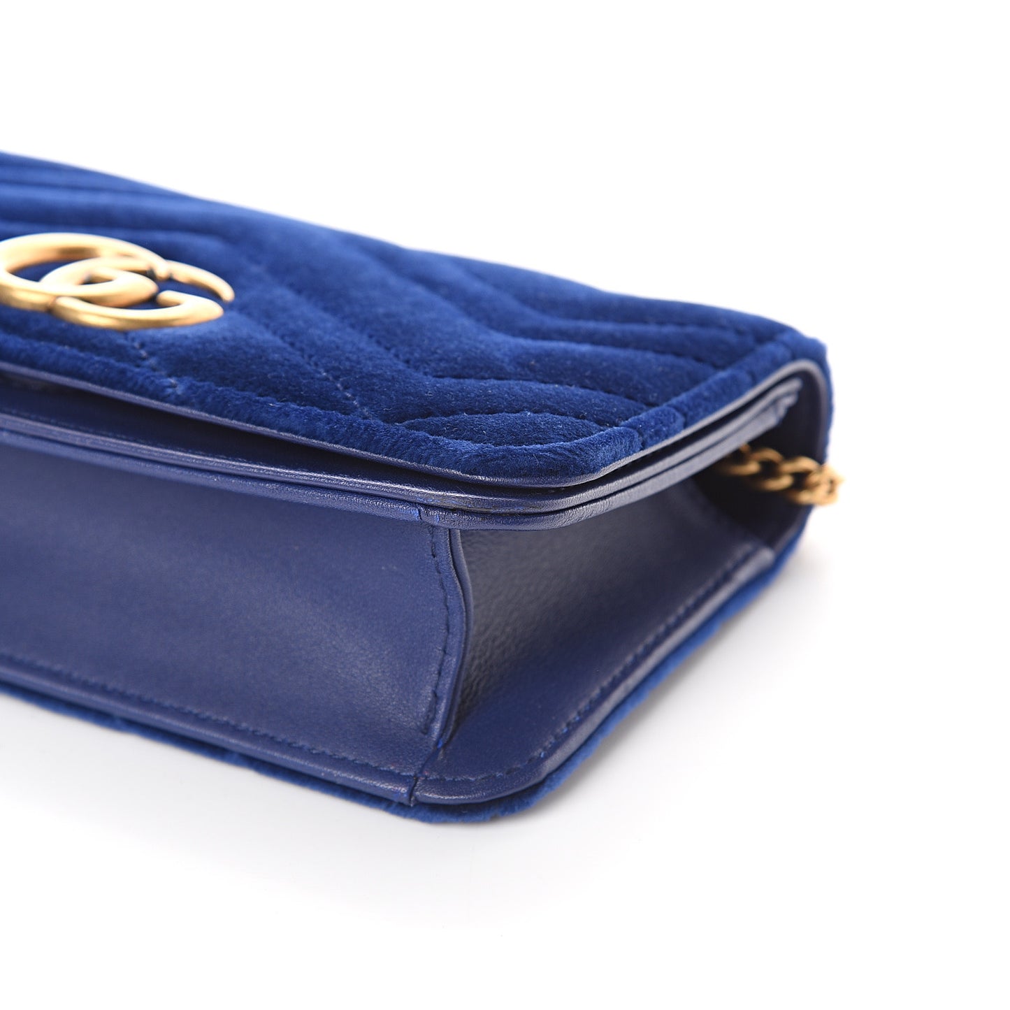 Velvet Matelasse GG Marmont Mini Bag Cobalt Blue