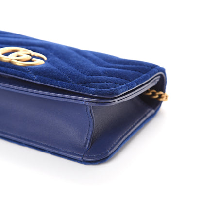 Gucci Velvet Matelasse GG Marmont Mini Bag Cobalt Blue 7 of 8