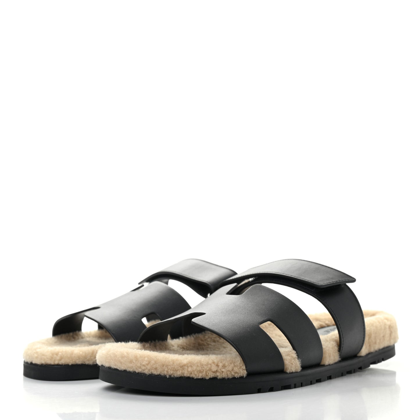 Veau Indios Woolskin Mens Chypre Sandals 44 Black Ecru