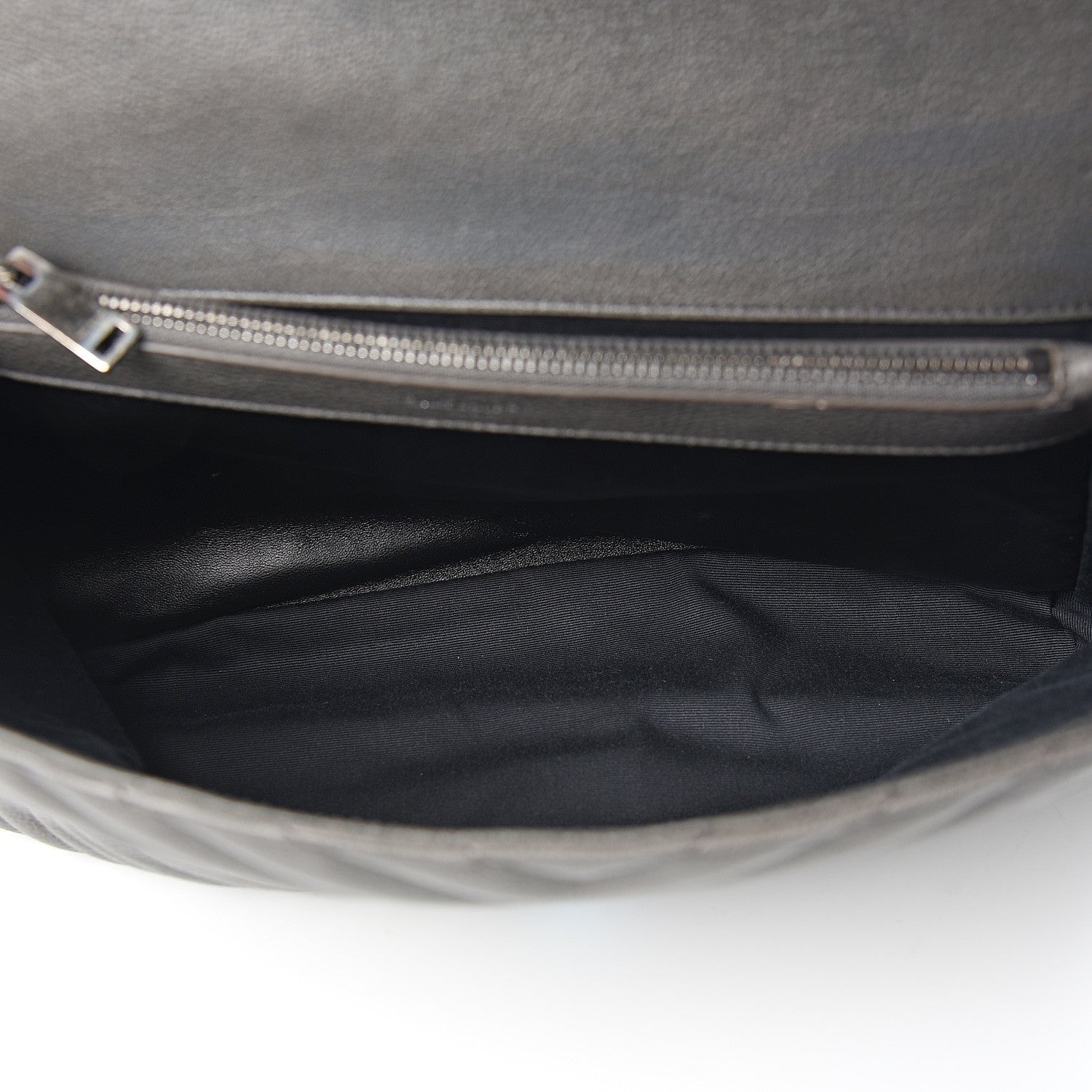 Saint Laurent Sheepskin Matelasse Chevron Monogram Large College Satchel Light Coal 4 of 10