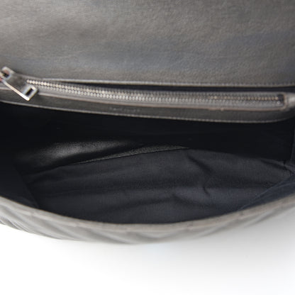 Saint Laurent Sheepskin Matelasse Chevron Monogram Large College Satchel Light Coal 4 of 10