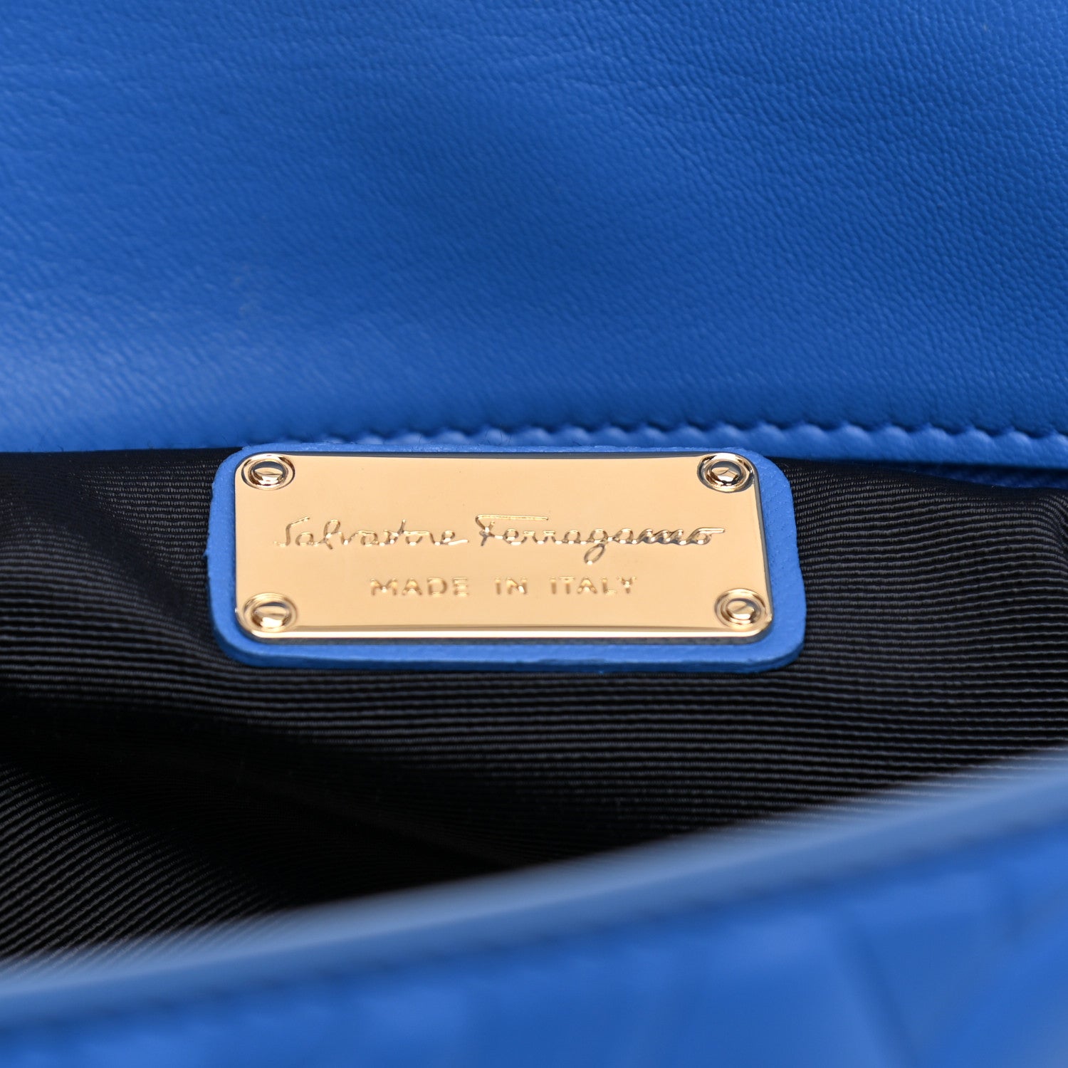 Salvatore Ferragamo Lambskin Logo Embossed Bonnie Tote Turquoise 10 of 15