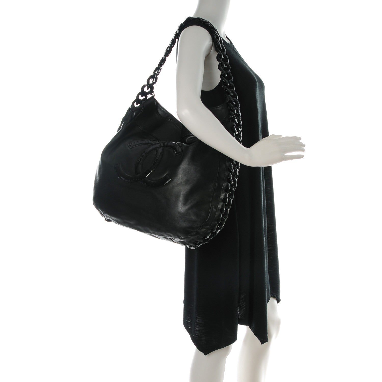 Chanel Calfskin Modern Chain Rhodoid Hobo Black 2 of 7
