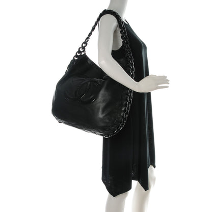 Chanel Calfskin Modern Chain Rhodoid Hobo Black 2 of 7