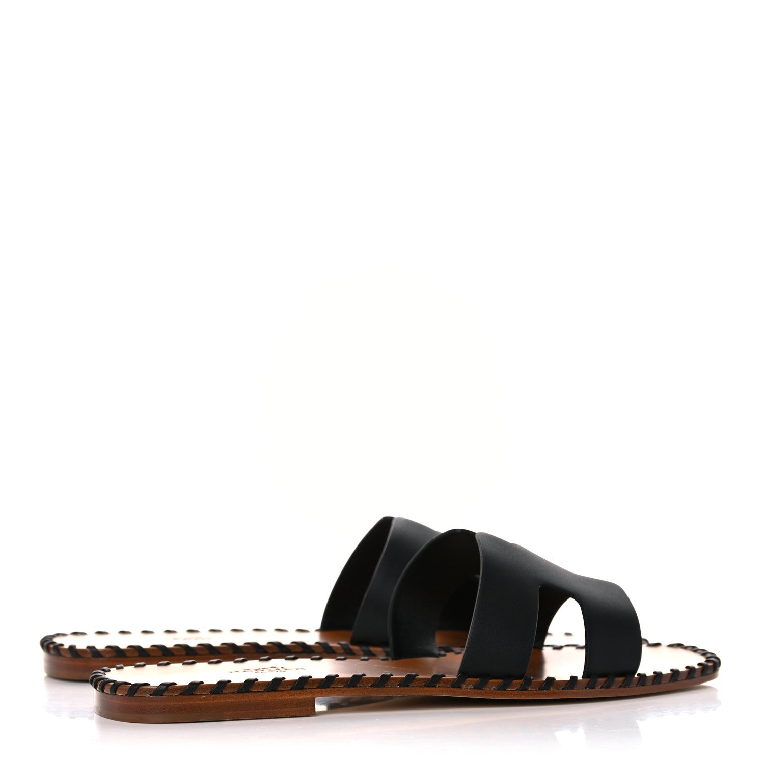 Hermes Box Calfskin Braided Oran Sandals 38 Black 4 of 9