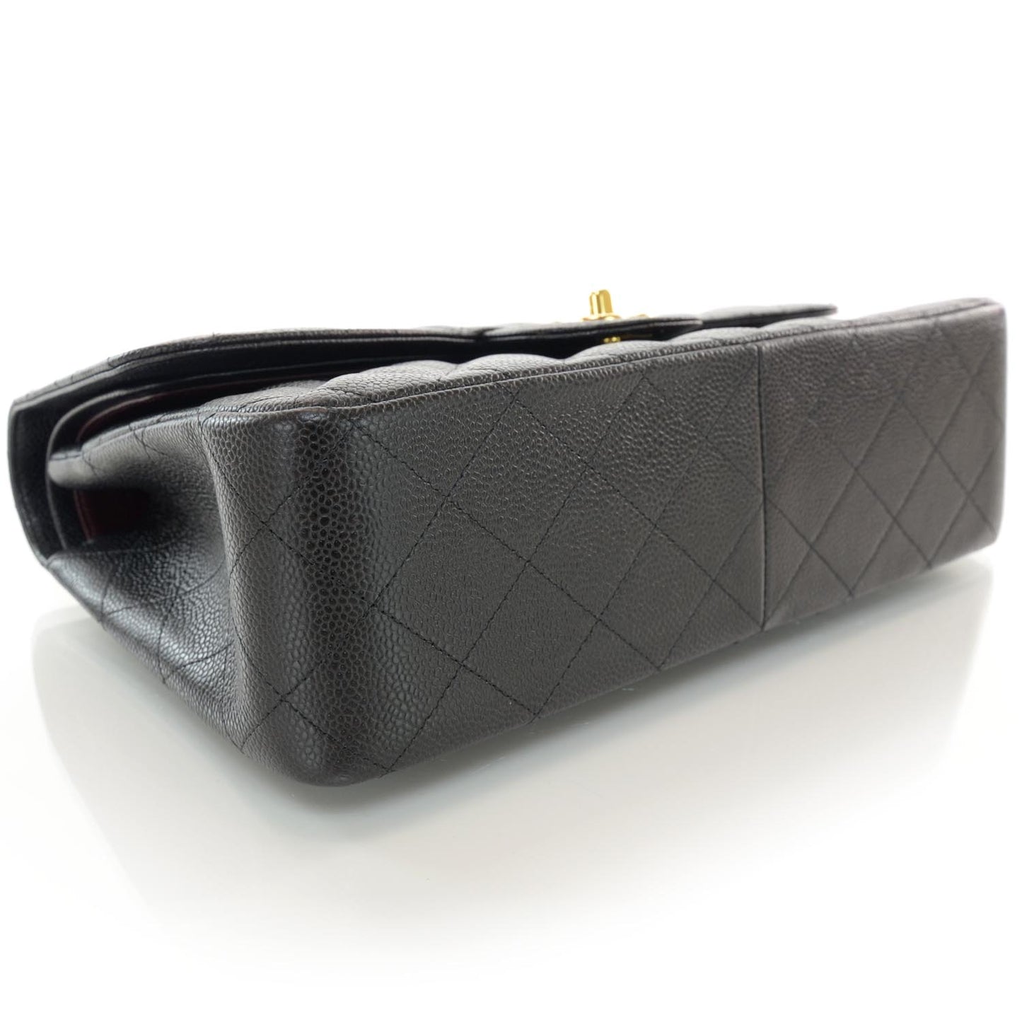 Caviar Quilted Jumbo Double Flap Black