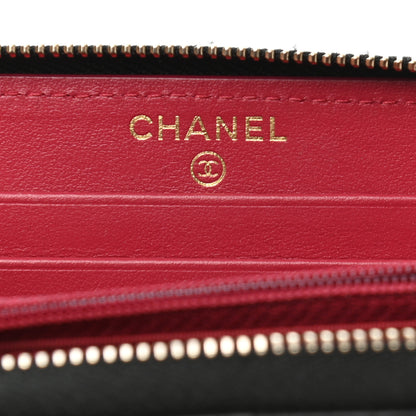 Chanel Shiny Goatskin Quilted Chanel 19 Long Zipped Around Wallet Black 6 of 9