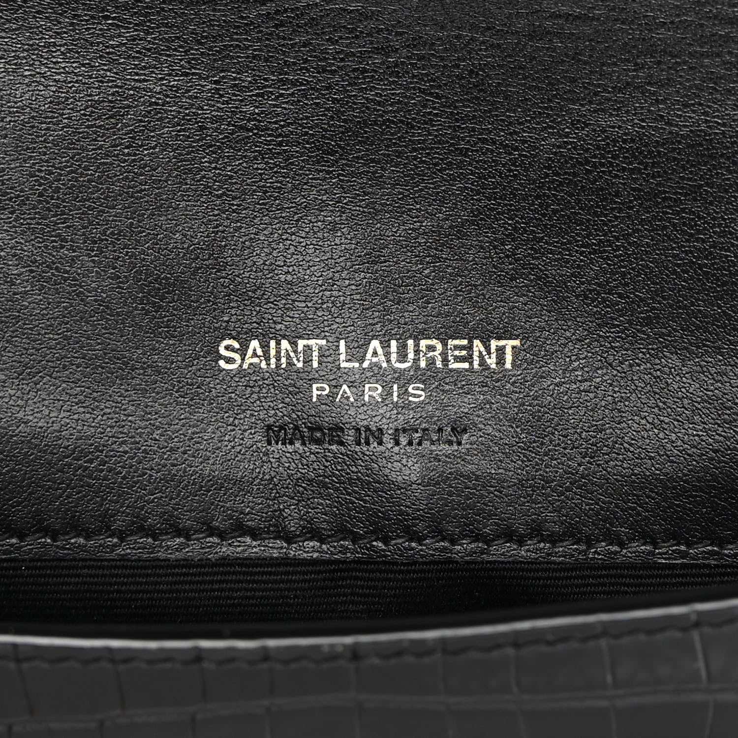 Saint Laurent Crocodile Embossed Monogram Phone Holder Crossbody Black 6 of 14