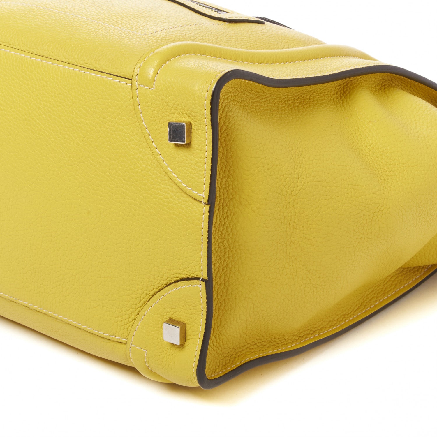Celine Drummed Calfskin Mini Luggage Citron 5 of 10