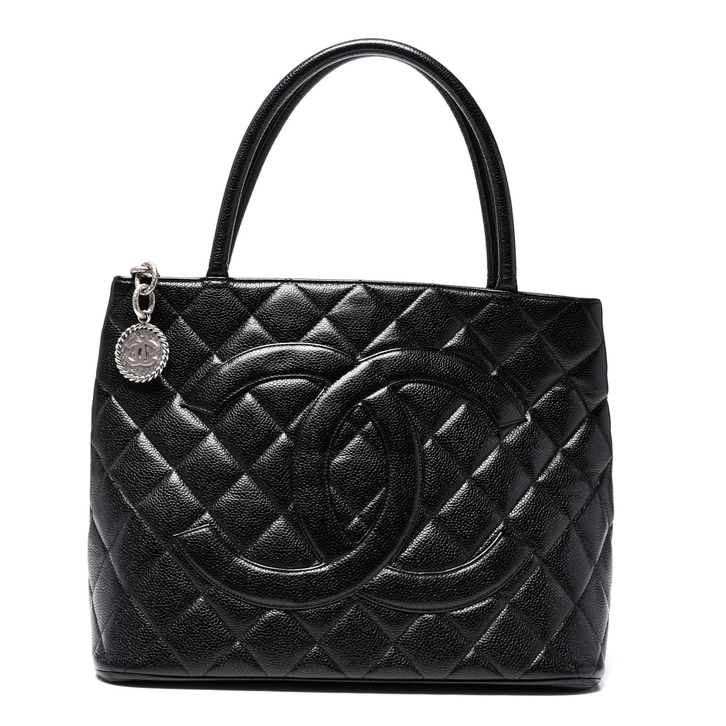 Caviar Quilted Medallion Tote Black