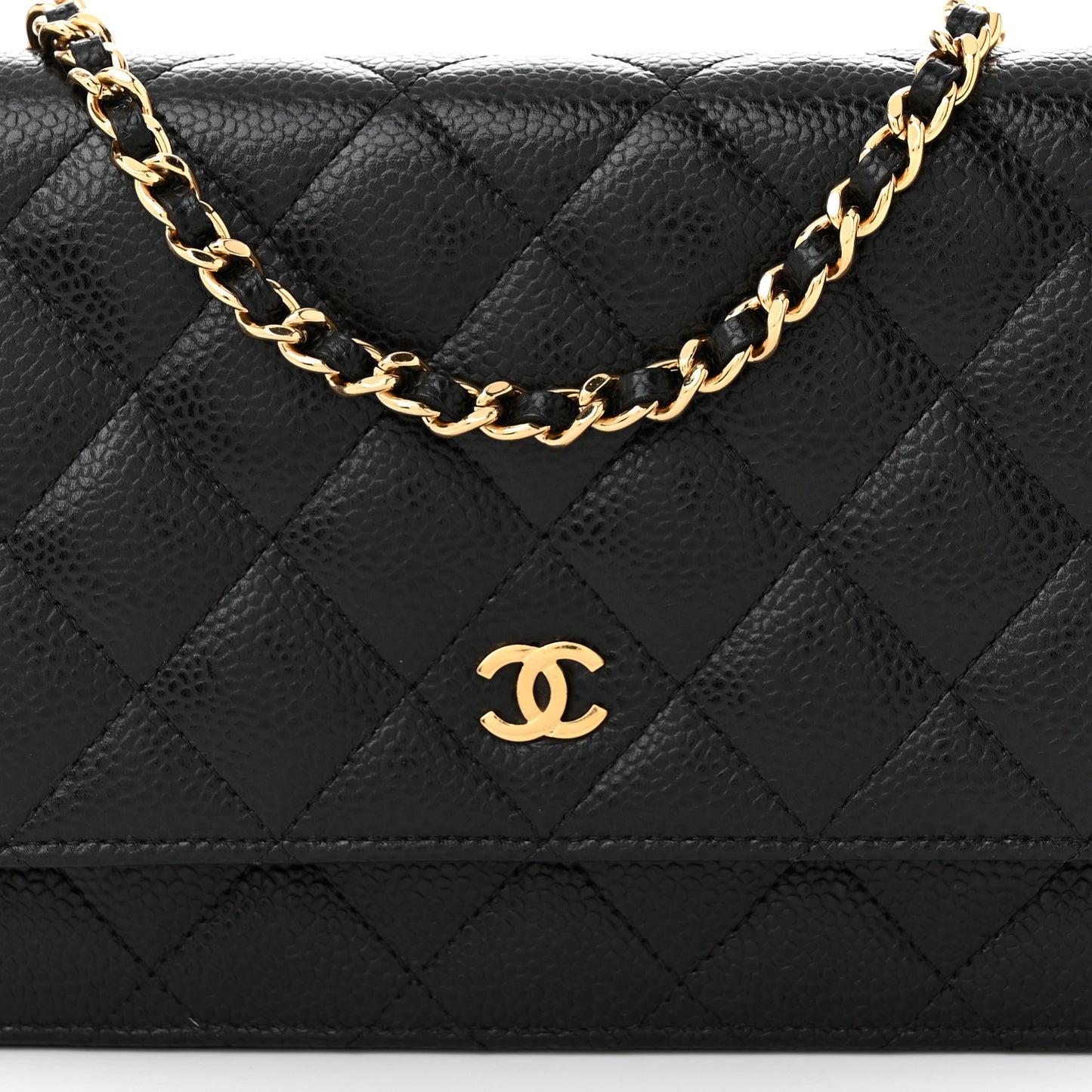 Caviar Quilted Wallet On Chain WOC Black