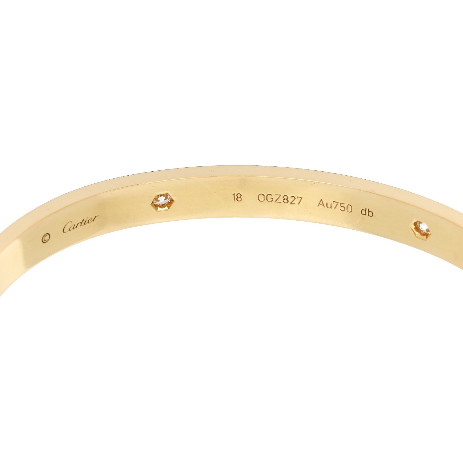 Cartier 18K Yellow Gold 4 Diamond LOVE Bracelet 18 6 of 9