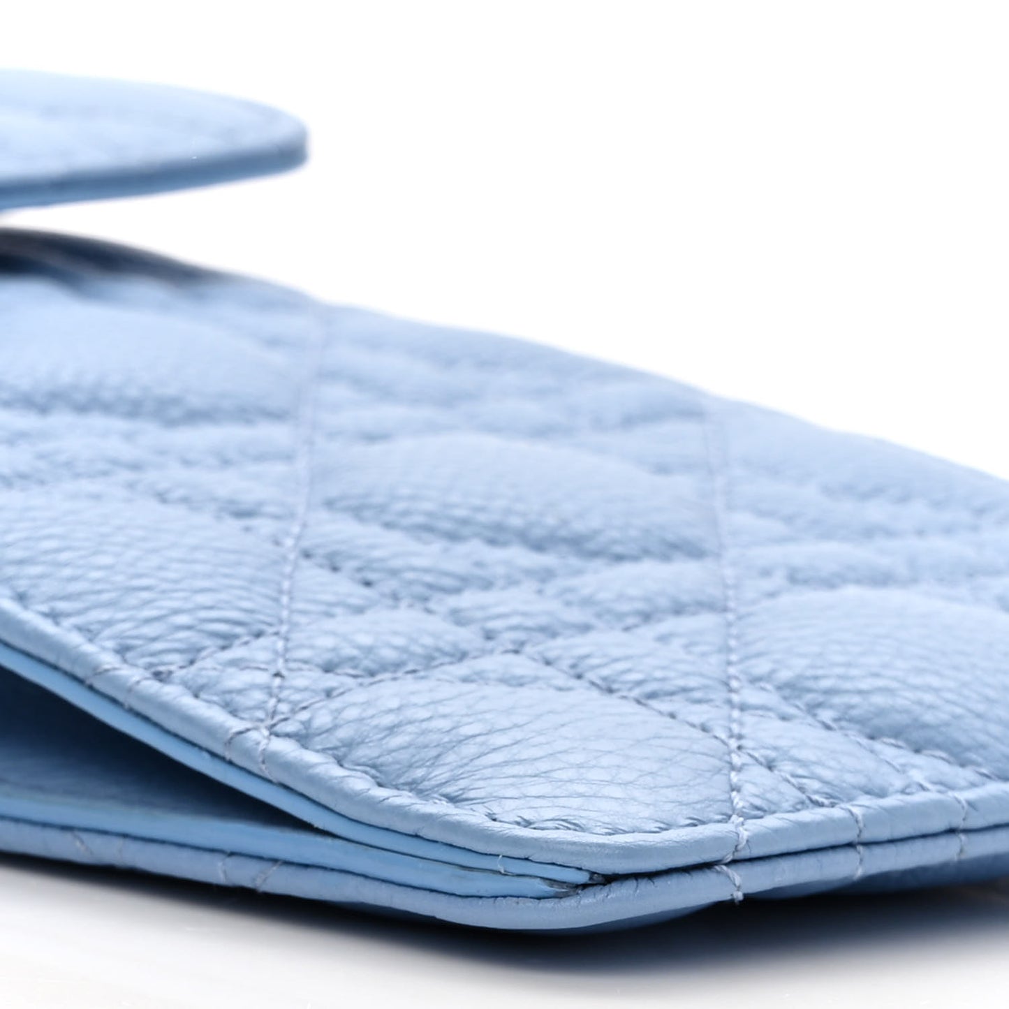 Grained Calfskin Cannage Caro Phone Pouch Holder Cornflower