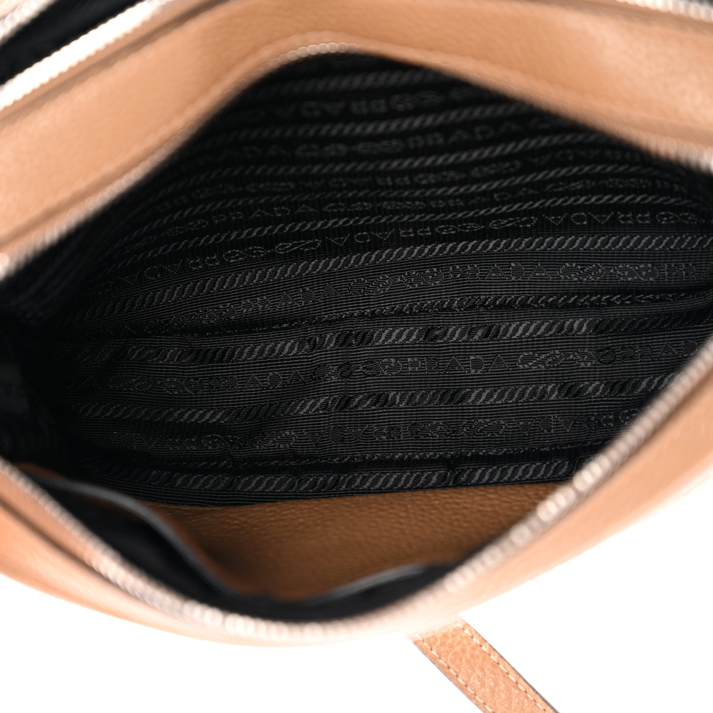 Vitello Daino Soft Medium Double Zip Shoulder Bag Sesamo