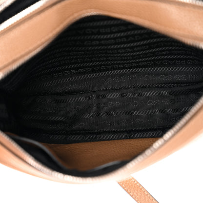Prada Vitello Daino Soft Medium Double Zip Shoulder Bag Sesamo 5 of 11