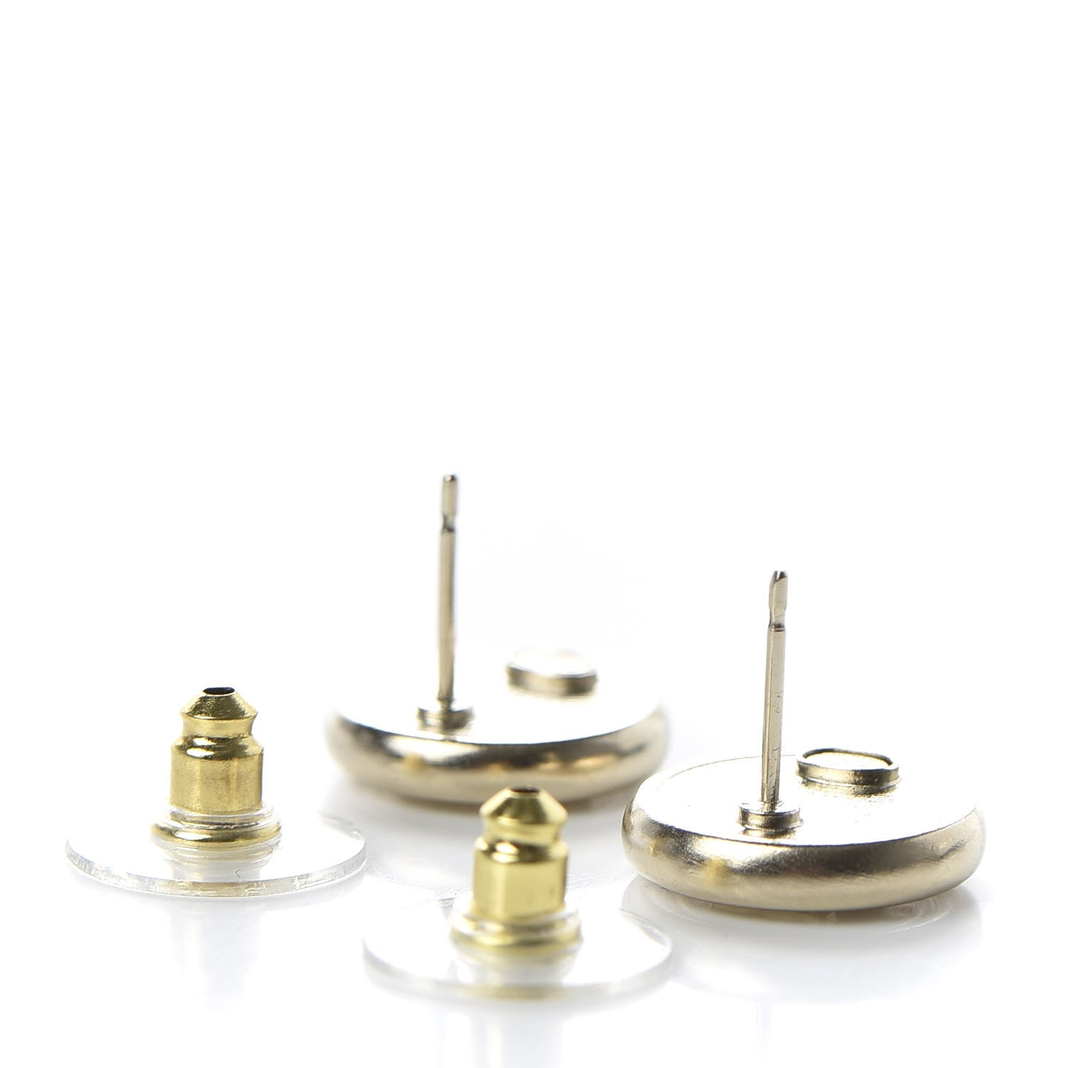 Chanel Crystal CC Round Earrings Light Gold 3 of 5