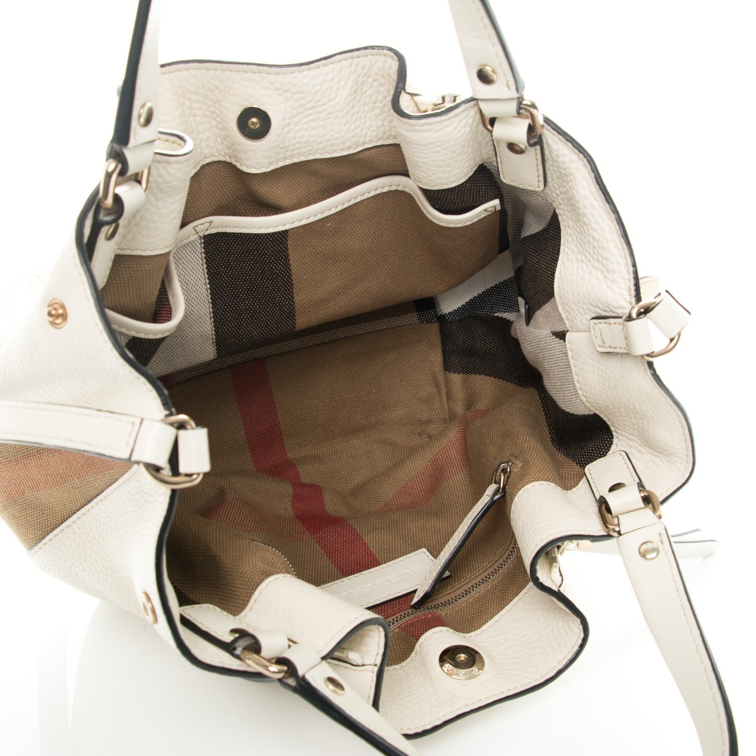 Burberry Grainy Calfskin House Check Small Maidstone White 6 of 10