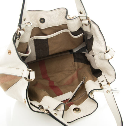 Burberry Grainy Calfskin House Check Small Maidstone White 6 of 10