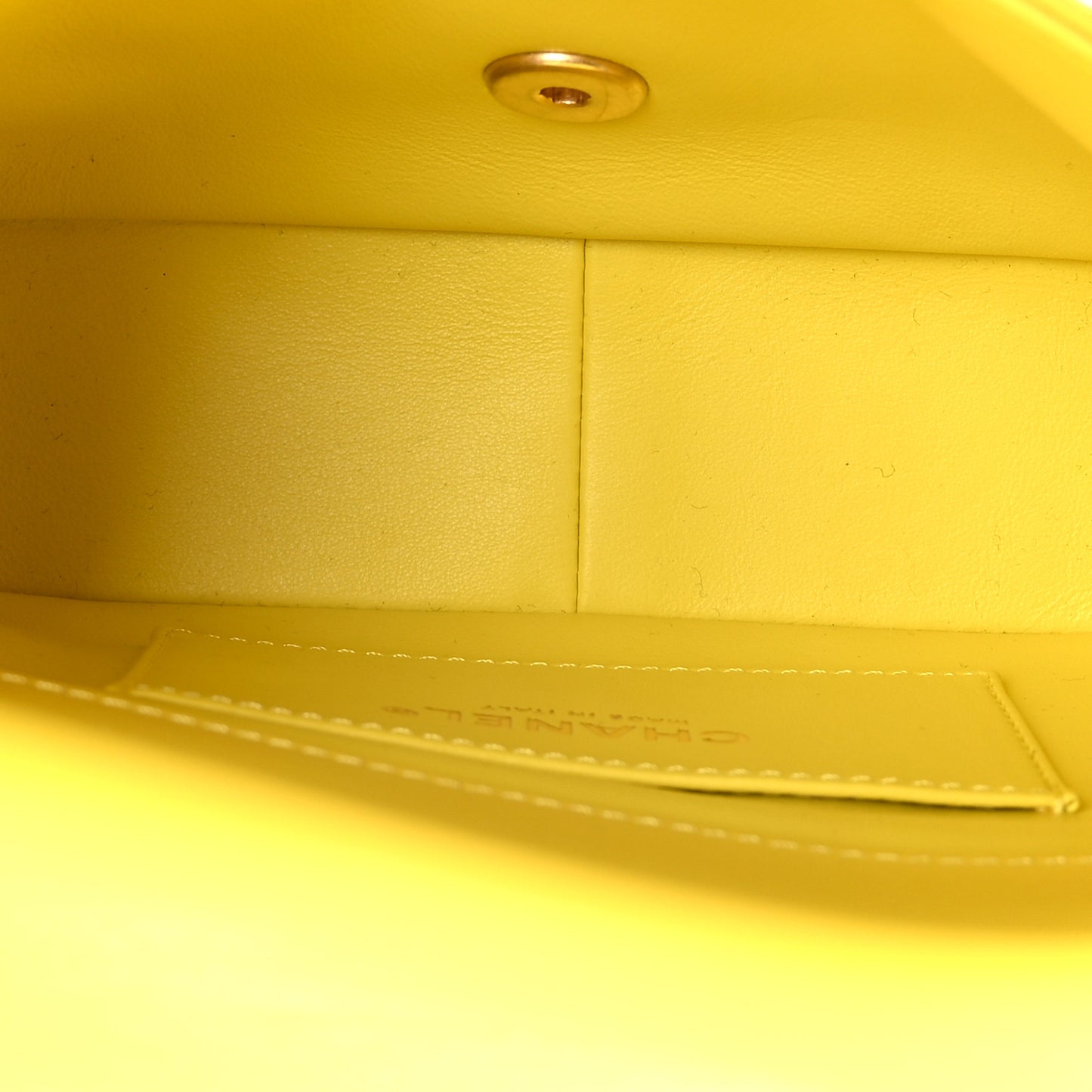 Lambskin Enamel Strass Quilted Mini Paris Monaco Flap Yellow
