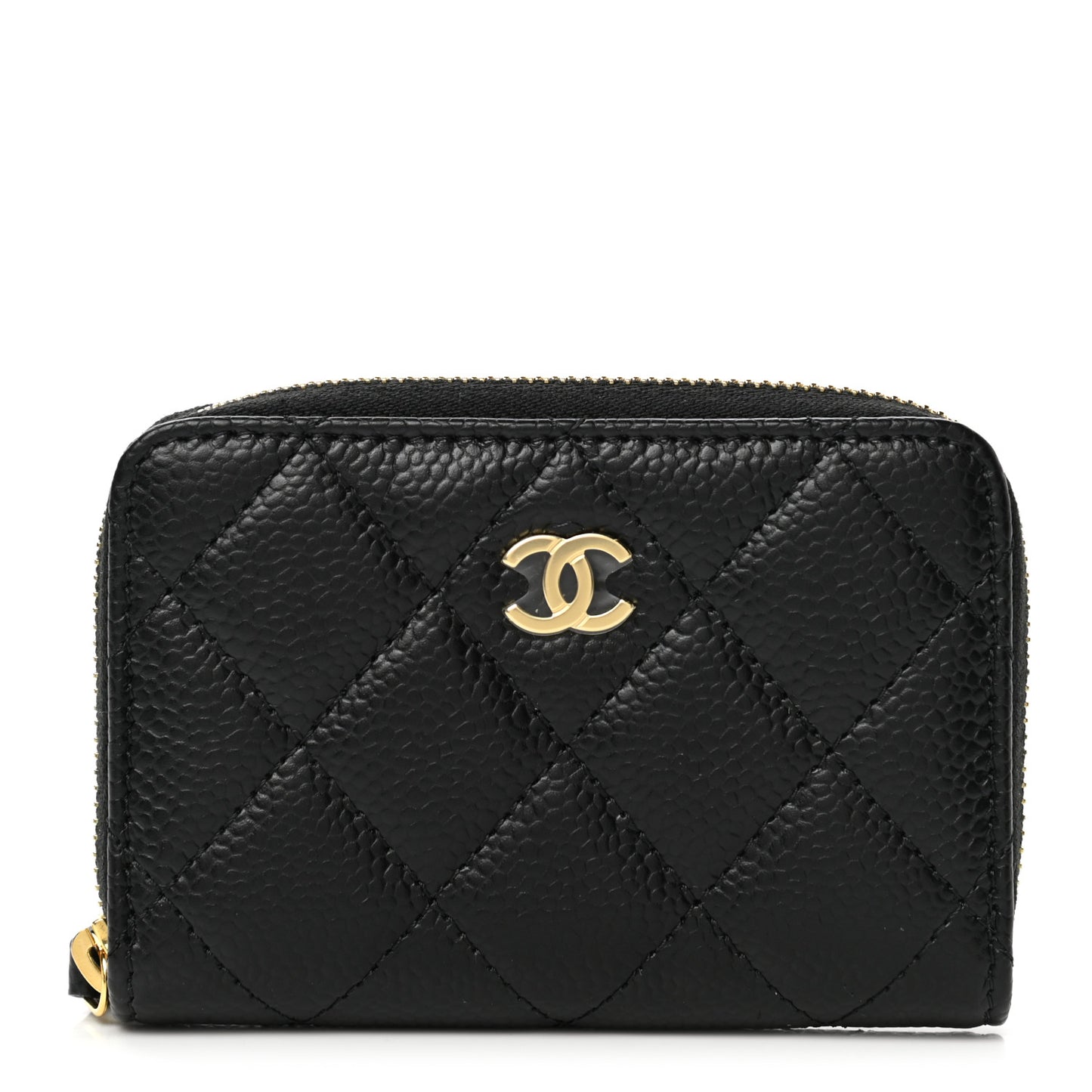 Caviar Quilted Classic Zipped Coin Purse Black