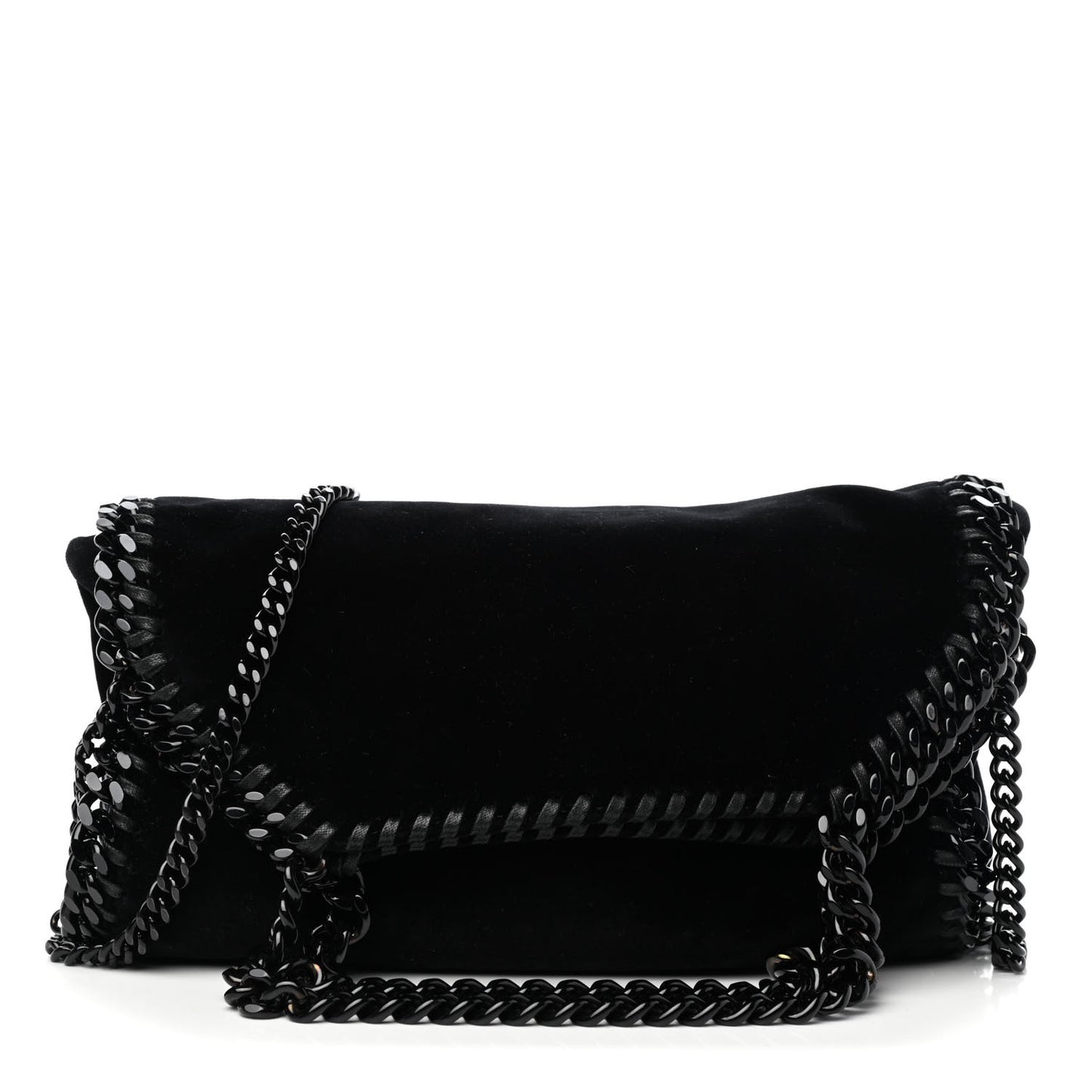 Velvet Mini Falabella Fold Over Tote Black